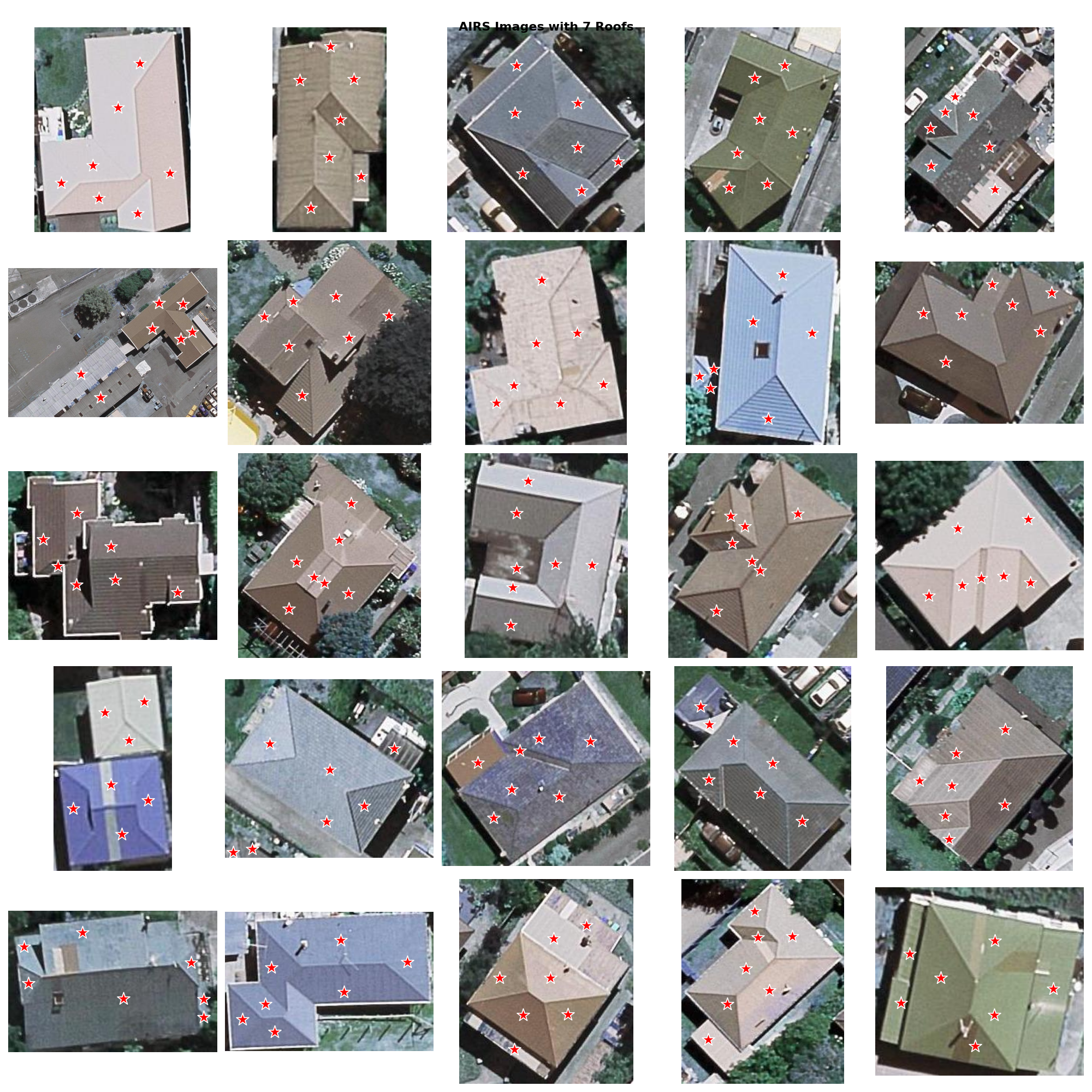 Sample annotated buildings showing one point per roof face